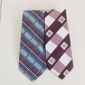 Lot Of 2 Vintage Christian Dior Mens Ties WPL-490 All Polyester New York Paris